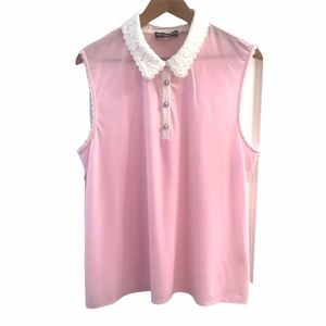 Karl Lagerfeld Pink blouse with lace collar size XL